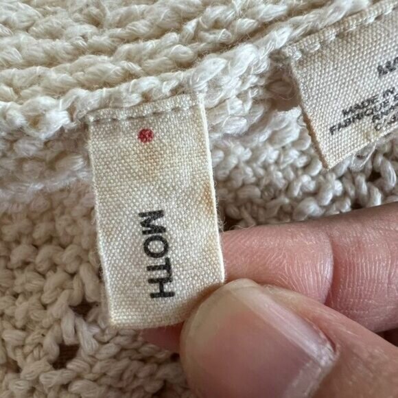Anthropologie Moth Open Cardigan Womens Medium Beige Half Sleeve Crochet Knit - Picture 8 of 8